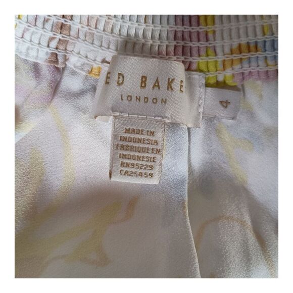 Ted Baker Dress Spahgetti Strap Off Shoulder Knee-Length Floral Women's 8 - 10 - Picture 5 of 6